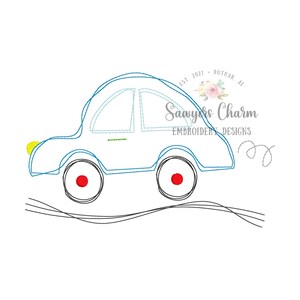 Squiggly car bean stitch machine embroidery design file, quick stitch, vintage stitch, transportation, road, scribble
