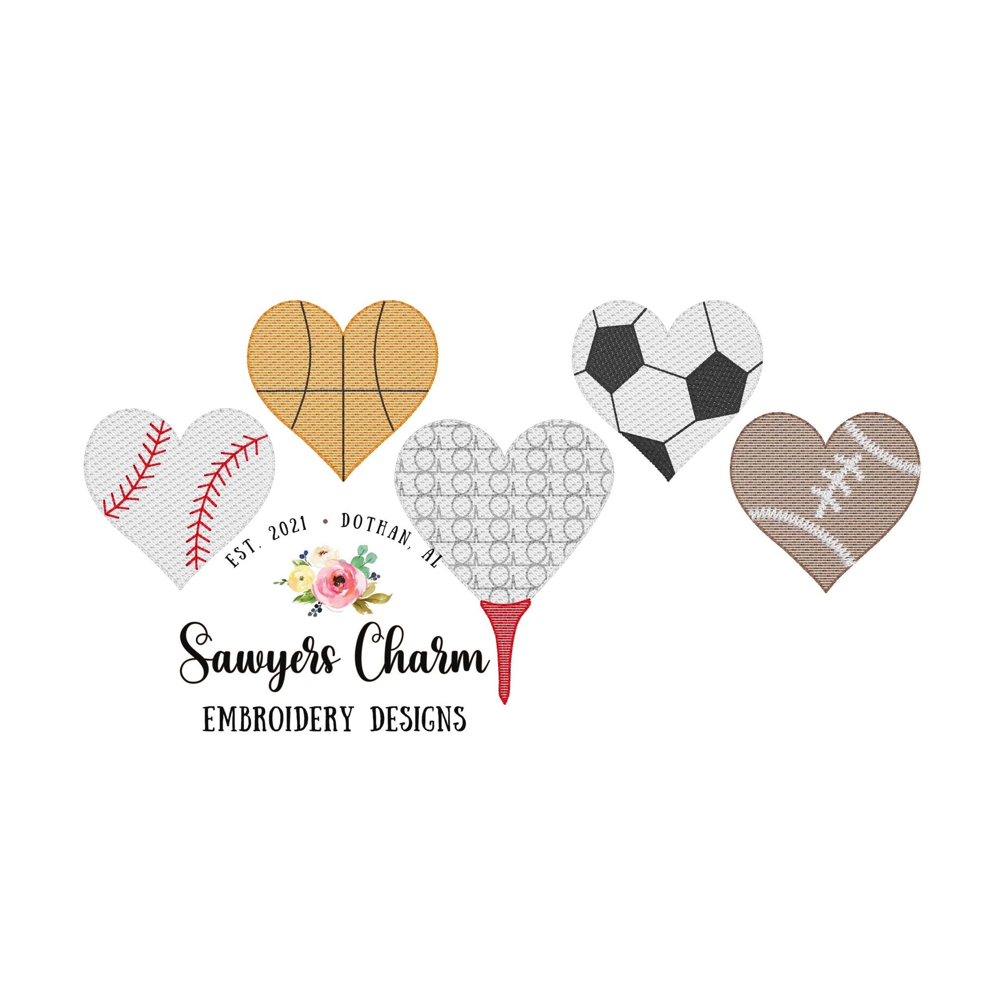 Build your own sports heart shaped balls sketch stitch machine etsy