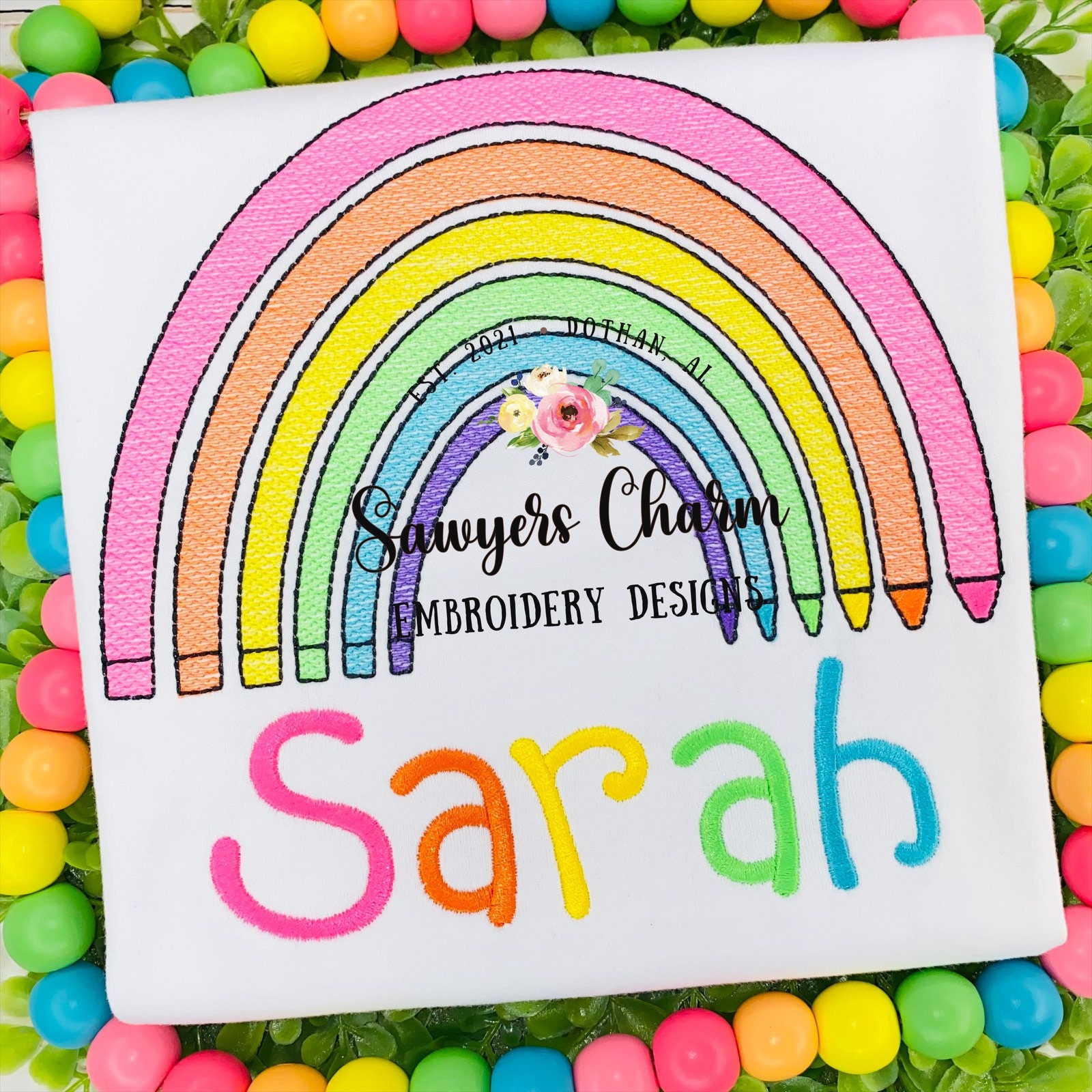 Back to school crayons rainbow sketch fill design, machine embroidery file, quick stitch, colors, school supplies