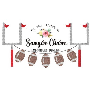 Sports football field goal bunting banner machine sketch fill design embroidery file, quick stitch, bean stitch, college high school fall