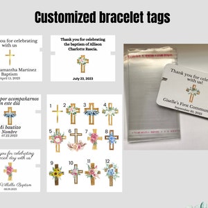 Tags, Pulseiras tags, recuerdos, tarjetas para pulseras, Primeira Comunhão, quinceañera, Pulseiras tags de casamento, tags de batismo, cartões apenas