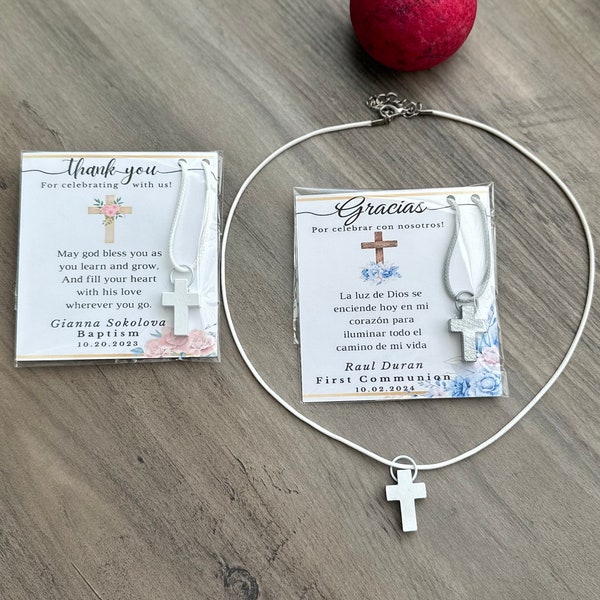 Necklaces Cross favors for baptism, first communion, christening, recuerdos de bautizo, primera comunión, collar de cruz,