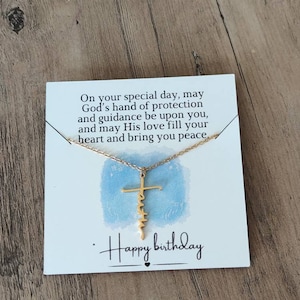 Colliers en acier inoxydable Pendentif croix chrétienne avec carte personnalisée, baptême, première communion, quinceañera, cadeau d'anniversaire