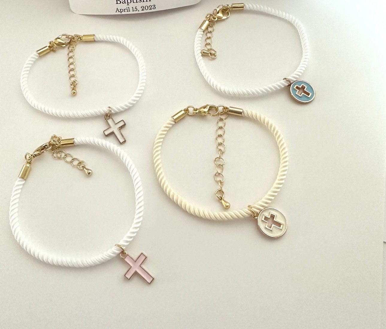 Braccialetti Battesimo Veenewy 18Pz - Croce E Rosario Per Comunione E Cresima - Foto 5