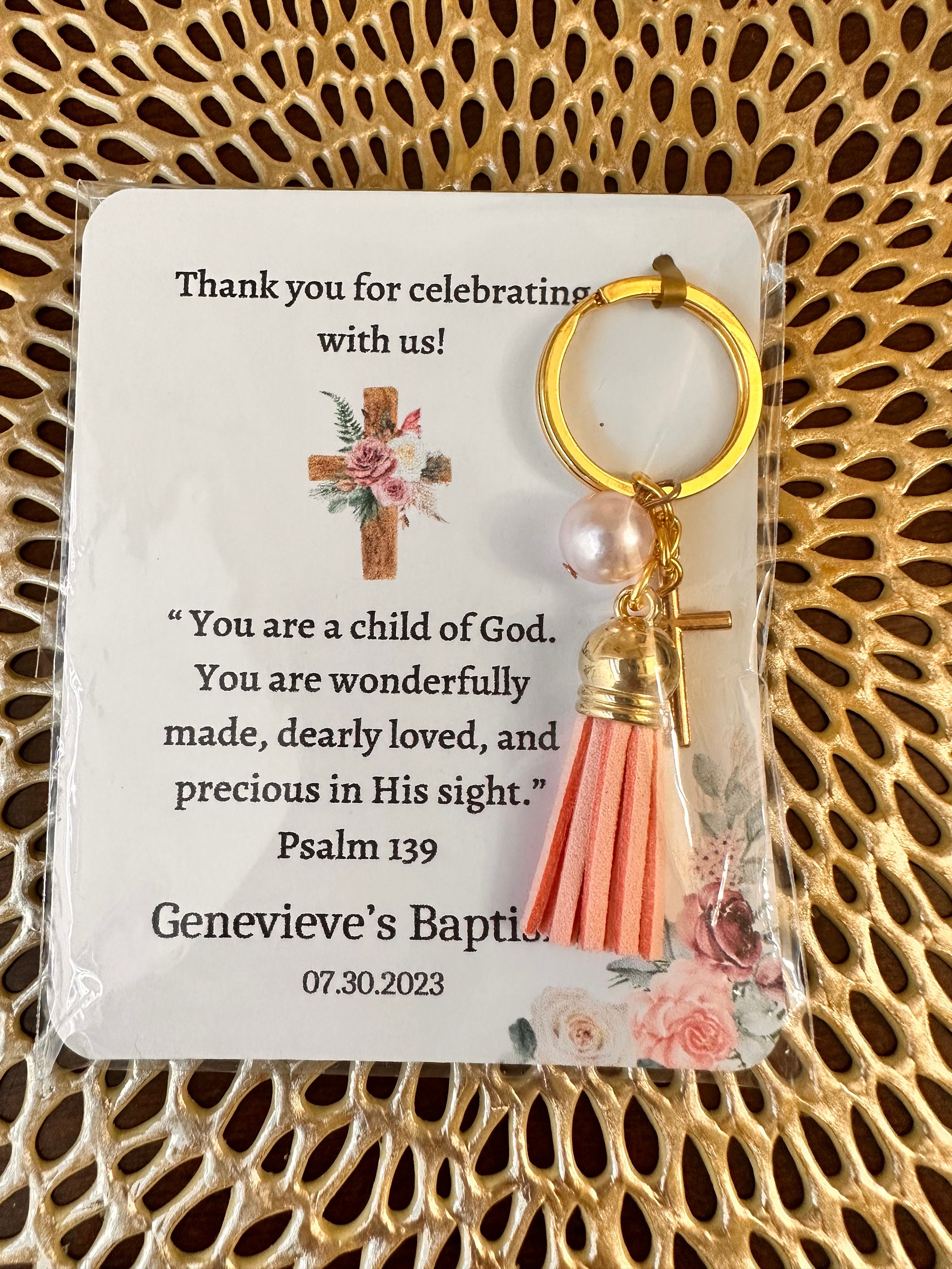 Baptism Keychain Favors: Personalized Tag, Christening Recuerdos (set ...