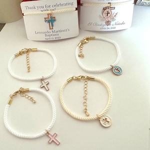 Cross bracelets Baptism Favors, first communion with tag, souvenir, quinceañera, recuerdos de Bautizo, Christening