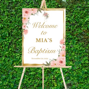 Floral Baptism Welcome Sign: Customizable Printable (Digital Download)