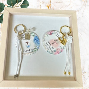 Personalized Baptism Favor Keychains: Christening, First Communion Souvenir