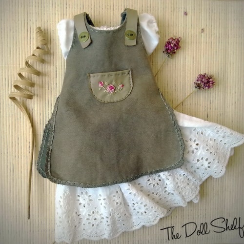 Waldorf doll dress for 10/ 11/ 12/ 13/ 14/ 15/ 16/ 17/ 18 inch doll - Pinafore with blouse and underskirt for doll - American girl- bjd doll
