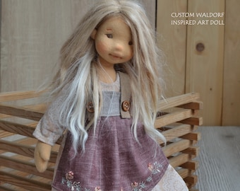 Waldorf doll CUSTOM; Handmade ooak art collectable baby doll; cloth/ textile/ fabric/ wool/ sculpted doll; needle felted/ soft sculpture