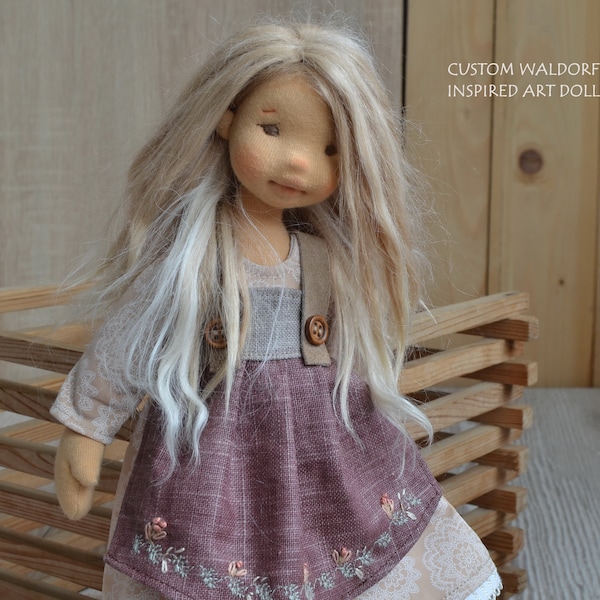 Art doll CUSTOM - PERSONALIZED; Organic cotton - wool doll/ Handmade ooak doll for collectors/ Waldorf inspired/ textile,cloth, fabric doll