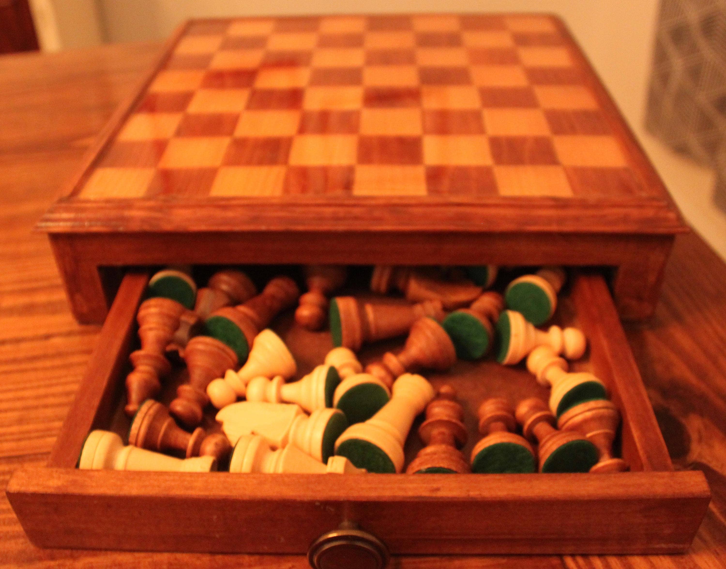 Tablero de ajedrez de madera hecho a mano con almacenamiento Etsy España