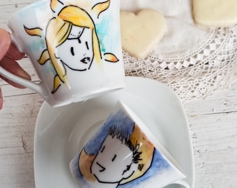 Sole Luna coffee cups, legend of the love between two stars