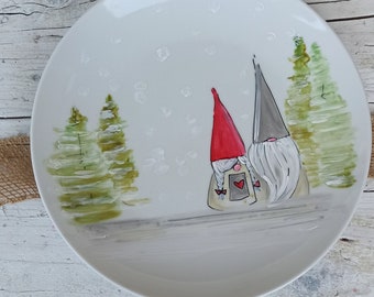 Christmas dish with gnomes and Nativity theme