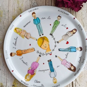 Personalized teacher pizza plate, hand painted end of year plate