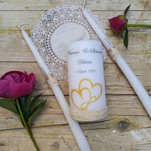 Candele matrimonio, rito della luce, rito dell'unione, candele personalizzate, idea regalo, matrimonio civile, matrimonio religioso, cuori