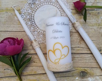 Wedding candles, light rite, union rite, personalized candles, gift idea, civil wedding, religious wedding, hearts
