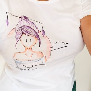 T shirt dipinta a mano con disegni cartoon  zodiacale