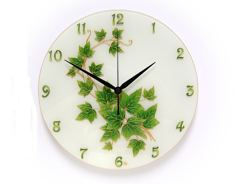Green Leaf Wall Clock Ivy Wall Decor Plant Home Decor Etsy