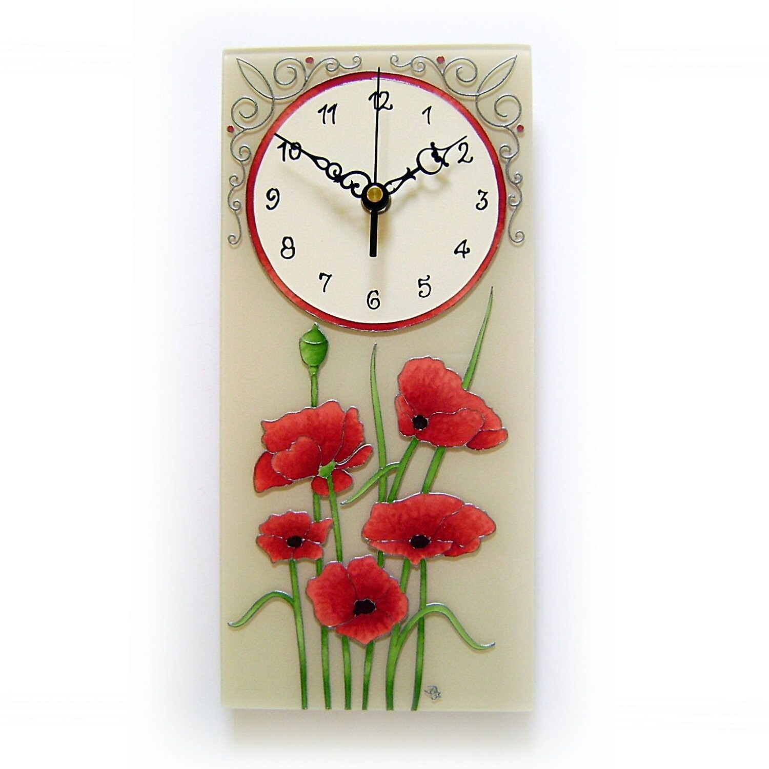 Red Poppy Small Wall Clock Red Home Decor Floral Wall Decor Etsy