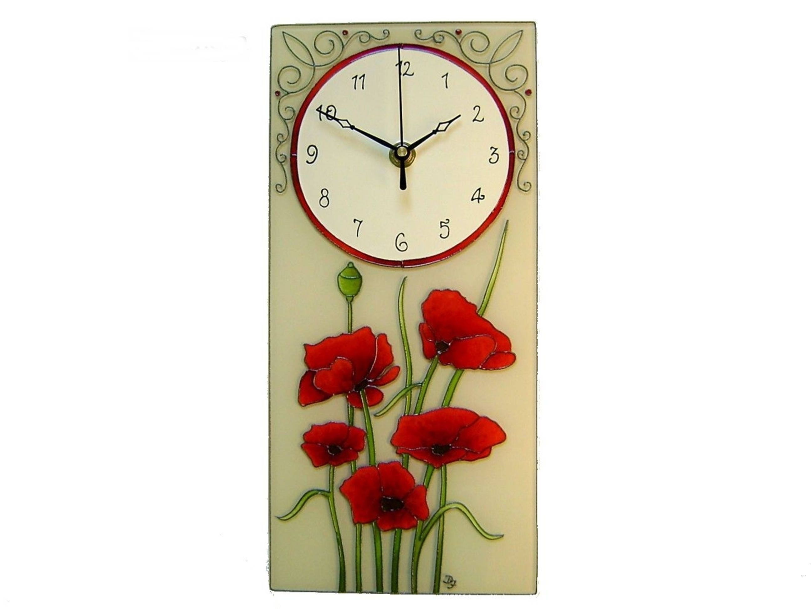 Red Poppy Small Wall Clock Red Home Decor Floral Wall Decor
