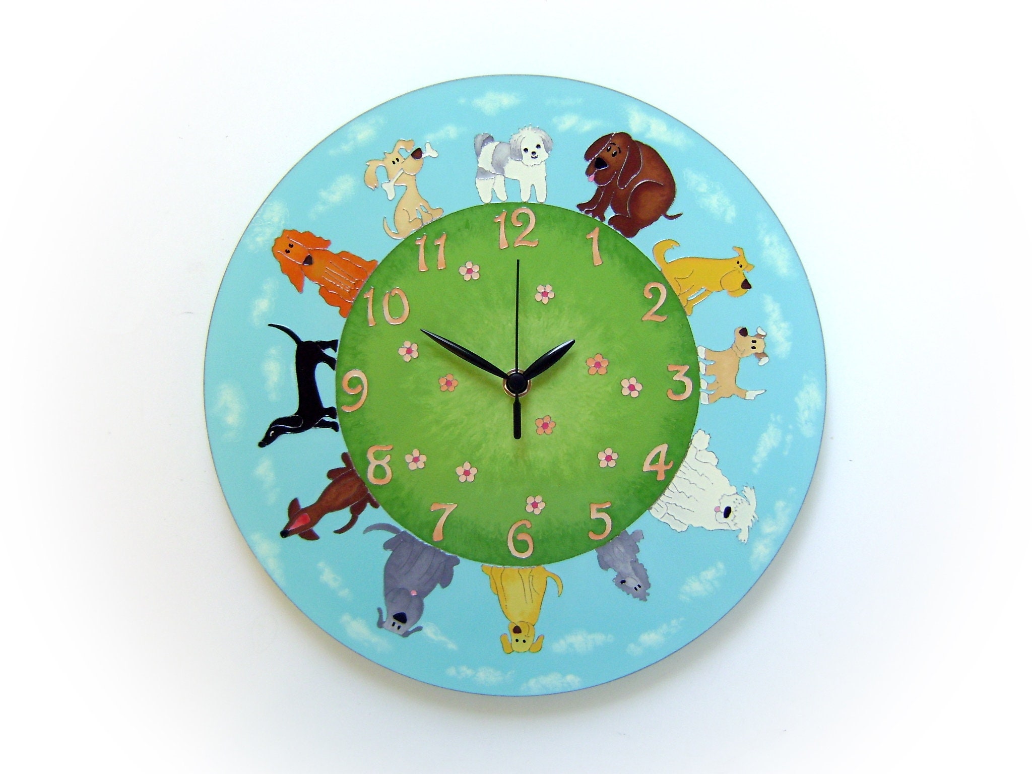 Dog Wall Clock Puppies Clock Dog Owner Funny Gift Dog Lover Etsy