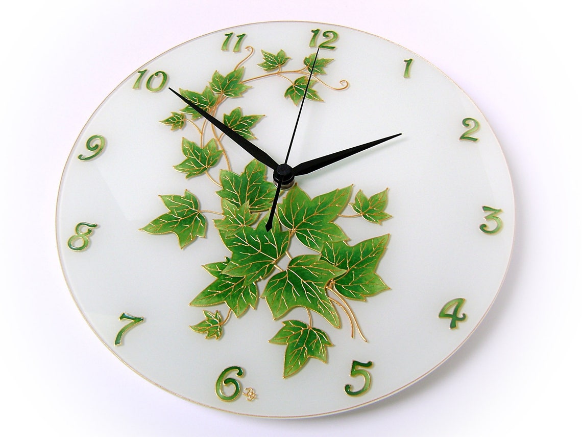 Green Leaf Wall Clock Ivy Wall Decor Plant Home Decor Etsy