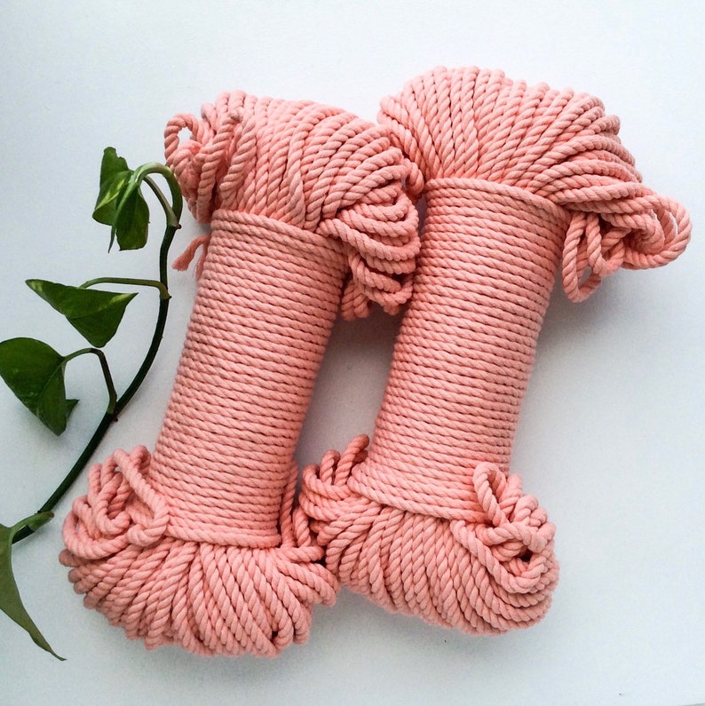 Light Apricot* macrame cord 60 meters long pink rope 5mm thick