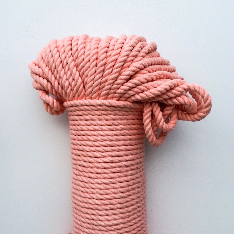Light Apricot* macrame cord 60 meters long pink rope 5mm thick