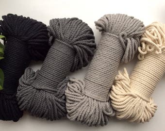 Grey/Black/Natural XL macrame cord bundle, neutrals, 90 meters, 300 feet, 5mm thick, macrame rope, macrame supplies, coloured cord