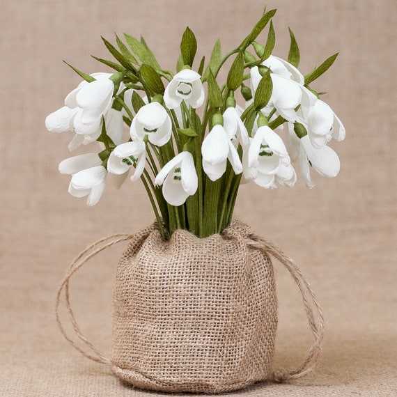 Przebiśniegi Bouquet Krepa Kwiaty Papieru Papier Etsy