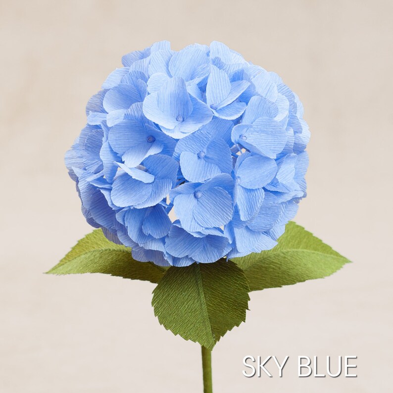 Hydrangea Paper Single Stem Crepe Paper Flowers Paper Etsy