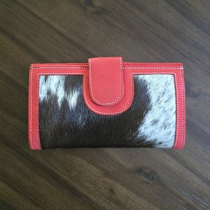 Cartera de damas / cosida a mano /bolso de cuero genuino de cuero de vaca /hecho a mano, regalo para ella