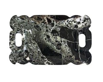 Handmade Black Marble Tray | Rectangular Onyx Stone, Jewelry Display