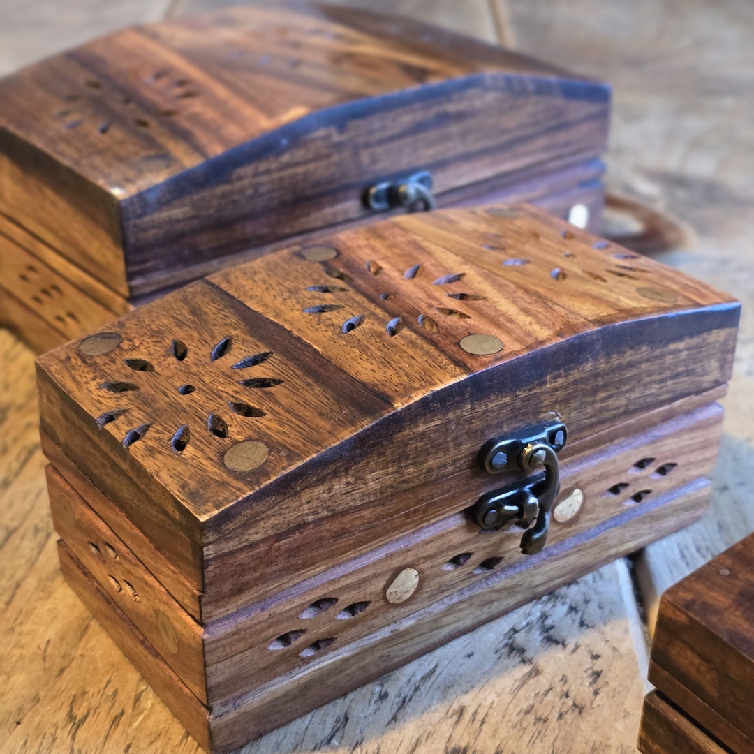 Handcrafted Wooden Storage Trinket Jewellery Box, Nesting of 3 Hand ...
