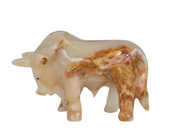 Handcrafted Onyx, Marble Bull, Beautiful Home decoration Craft, Bull Ox, Collectable Heavy Marble Bull Sculpture figurine, Arts Gifts