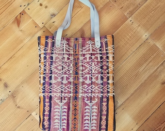 Handmade Kilim Tote Bag: Leather Shoulder Handbag