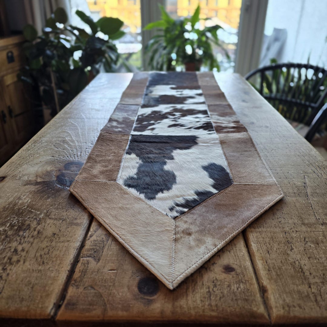 Genuine Cowhide Table Runner - Rustic Western Décor, Farmhouse Style ...