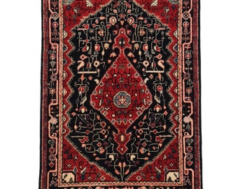 Handmade Wool Kazak Rug: Traditional Afghan Design (112x80cm)