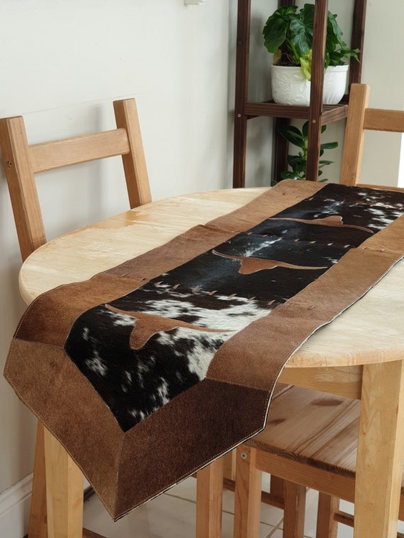 Cowhide Table Runner Genuine Leather Table Runner Chemin De Table En Peau De Vache