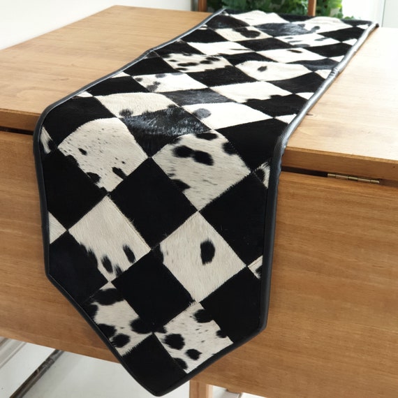 Cowhide table runner / Genuine Leather table runner / Table Etsy
