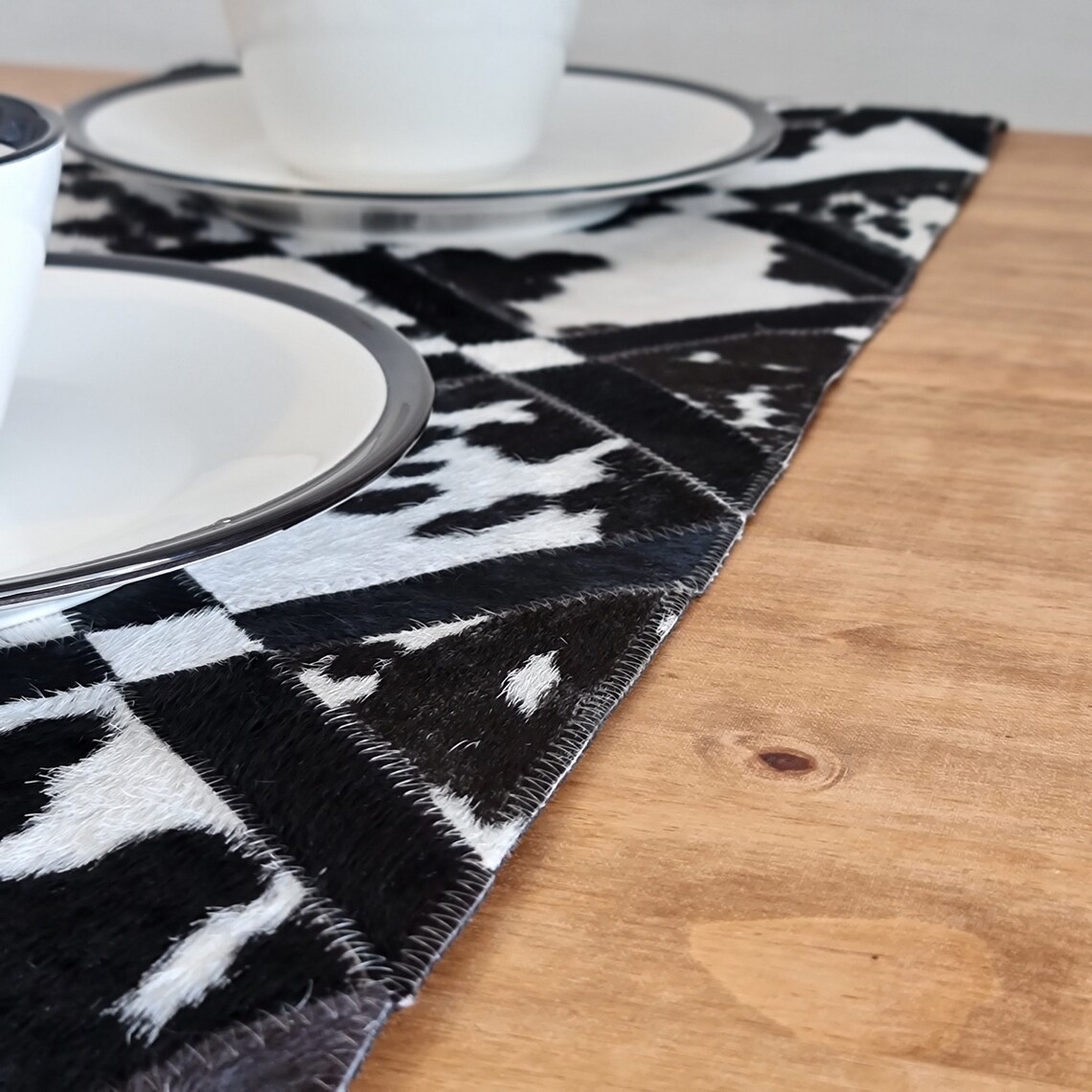 COWHIDE TABLE RUNNER Leather Table Runner Handmade Etsy UK