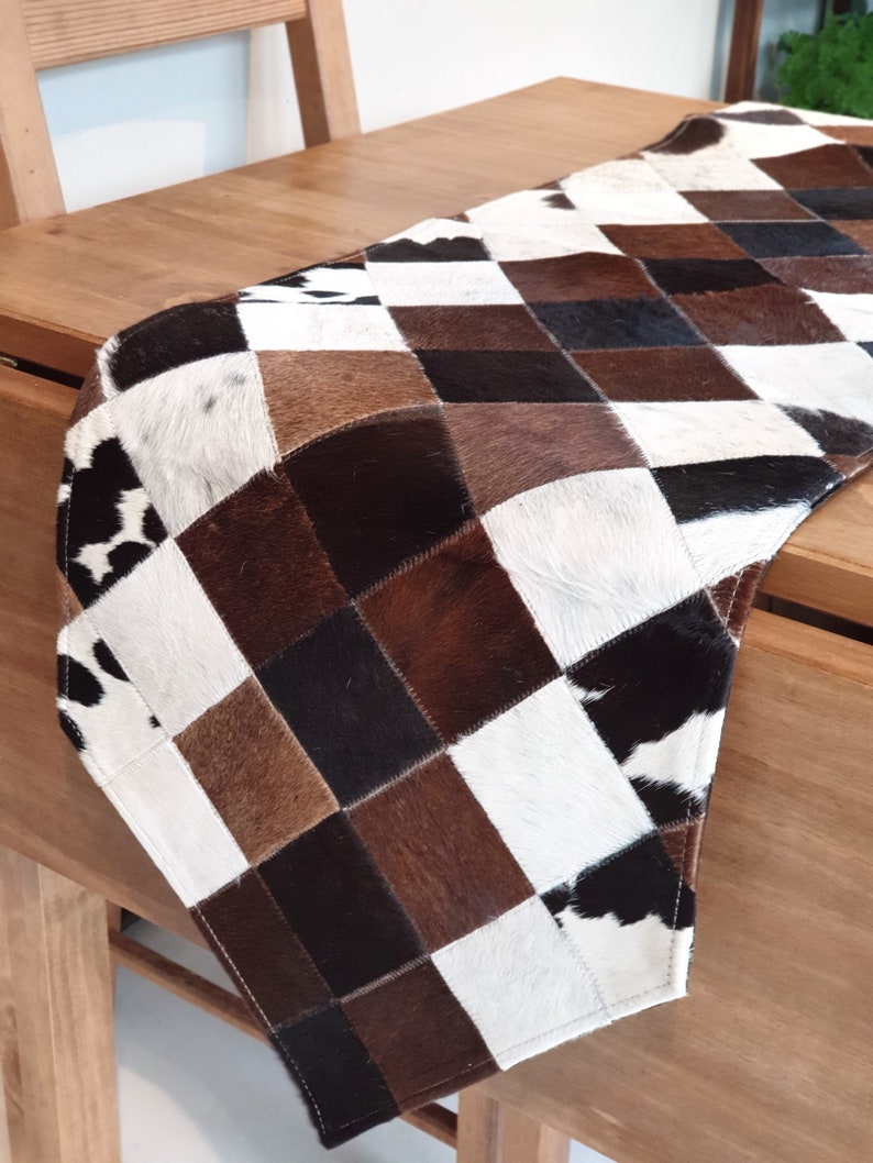 Cowhide Table Runner Genuine Leather Table Runner Table Etsy