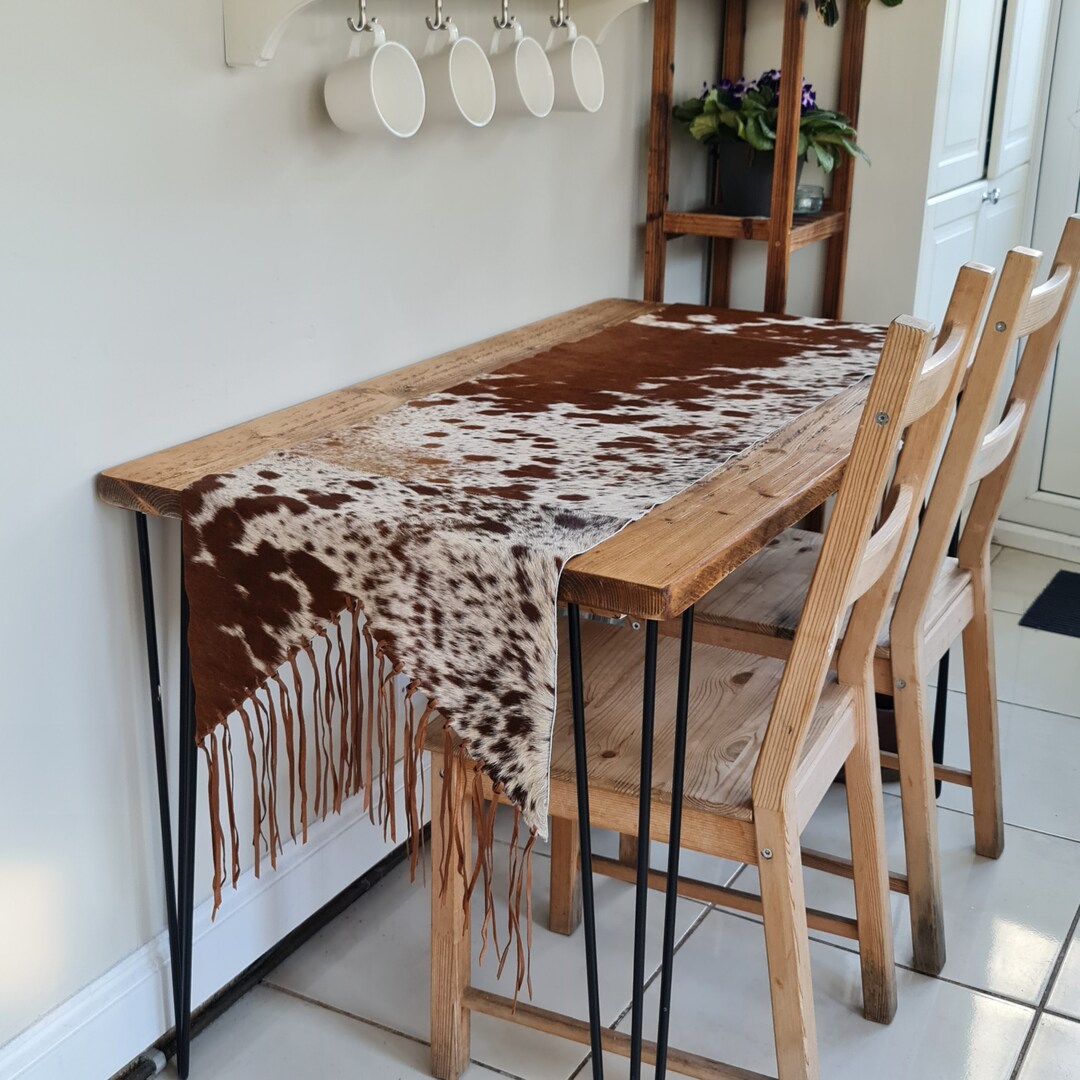 COWHIDE TABLE RUNNER Leather Table Runner Handmade Etsy