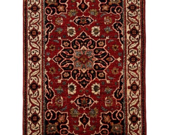 Handmade Red Wool Kazak Rug, Traditional Afghan Design (73x114cm)