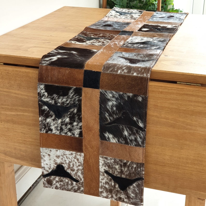 Cowhide table runner / Genuine Leather table runner / Table Etsy