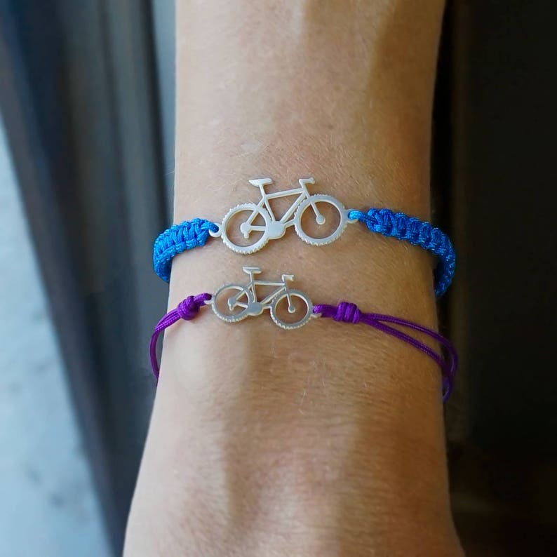 Silver mountain bike cycling bracelet. Cycling jewelry by outdoorjewels.com. Bicycle bracelet. image 2