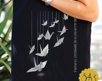 Paper Crane Quote Dramione Tote Bag, Fanfic Lovers Merch, Bookish Fanfiction Gift, Reusable Canvas, Dramione Book Club, Manacled High Reeve