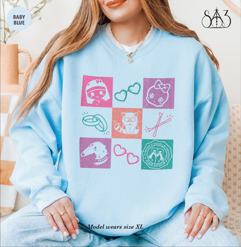 DMATMOOBIL Checkers, Dramione Shirt Sweater Crewneck Sweatshirt Pullover, Subtle Fanfic Lovers Merch, Fanfiction Gift, Funny Crookshanks Baby Blue
