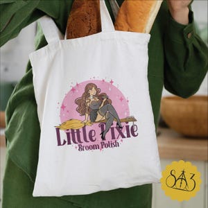 Little Pixie Broom Polish Dramione Tote Bag, Fanfic Lovers Merch, Funny Fanfiction Gift, Reusable Canvas Tote, Meet Me In Dreamland